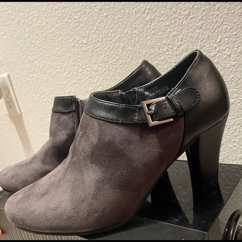 Black & Gray Suede Patrizia Boots
